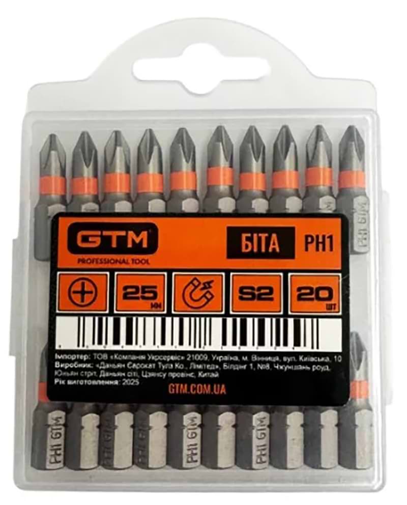 Біта для викрутки GTM PH1 25 мм 20 шт. (SBI-H1-25K)