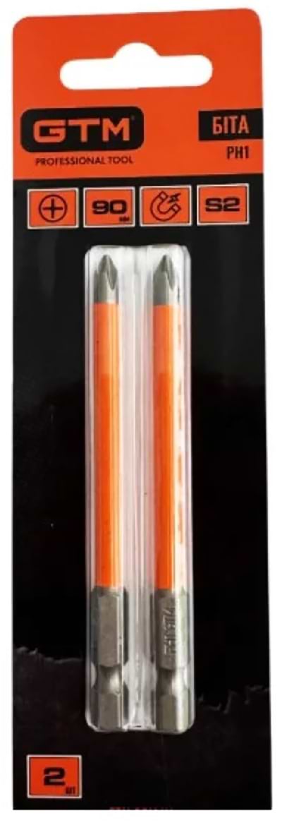 Біта для викрутки GTM PH1 90 мм 2 шт. (SB-H1-90B)