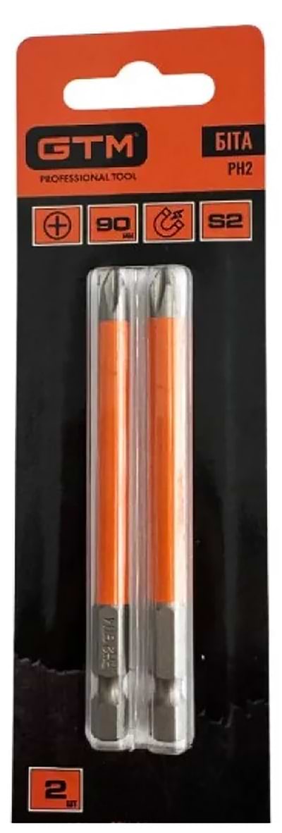 Біта для викрутки GTM PH2 90 мм 2 шт. (SB-H2-90B)