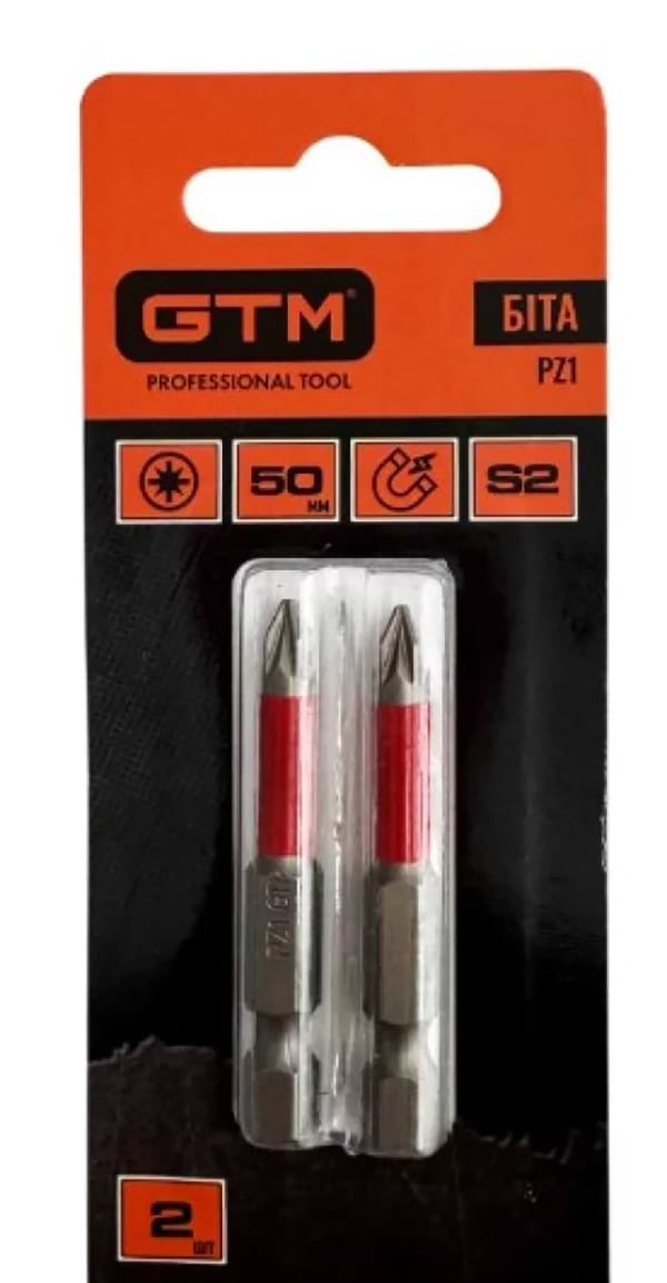 Біта для викрутки GTM PZ1 50 мм 2 шт. (SB-Z1-50B)
