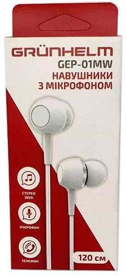 Фото - Наушники вкладыши проводные Grunhelm GEP-01MW White