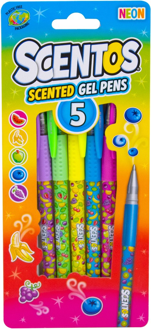 Набор ручек Scentos ароматных гелевых Неоновый коктейль 5 цветов (12264) - Фото 1
