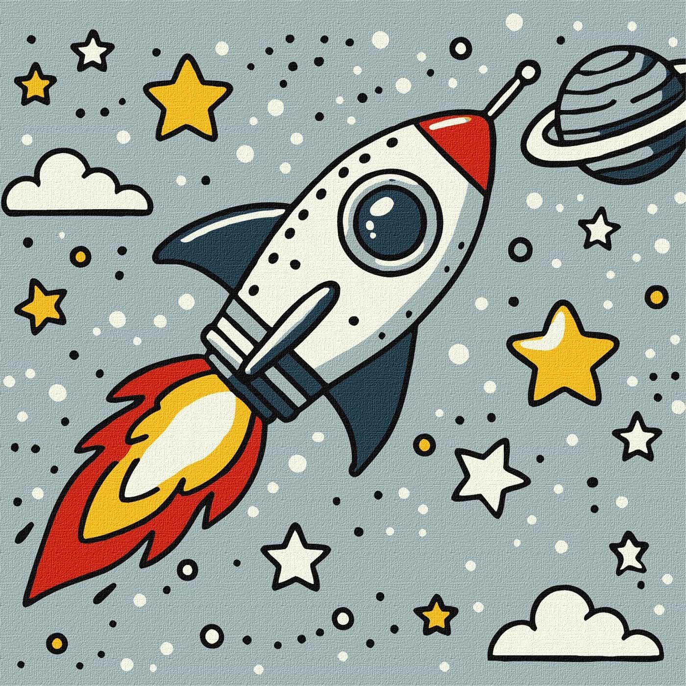 Картина по номерам Ideyka Космическая ракета 25х25 см (KHO1229)