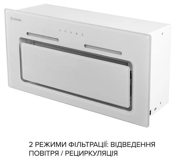 Фото - Витяжка вбудована Minola HBI 6473 WH GLASS 800 LED Line