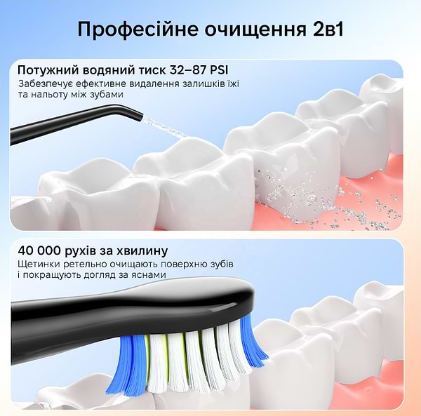 Фото - Іригатор Bitvae F5020 Black + зубна щітка E11 Black