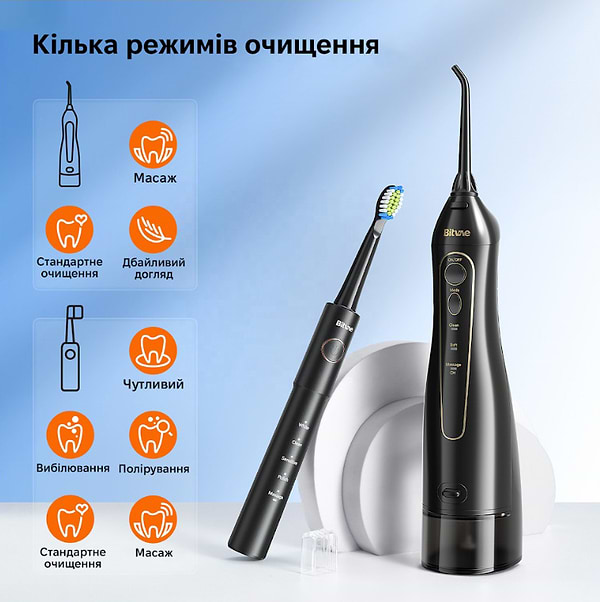 Фото - Іригатор Bitvae F5020 Black + зубна щітка E11 Black