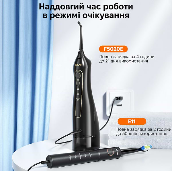 Фото - Іригатор Bitvae F5020 Black + зубна щітка E11 Black