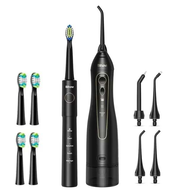 Фото - Іригатор Bitvae F5020 Black + зубна щітка E11 Black