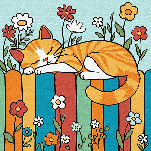 Фото - Картина за номерами Ideyka для дітей "Котик на паркані" 25х25 см (KHO1232)