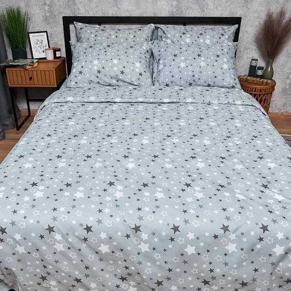 Фото - Комплект постільної білизни Moon&Star Бязь Gold Люкс Silver Stars 160х220 +нав. 70х70 см 2 шт. (MS-890000485)