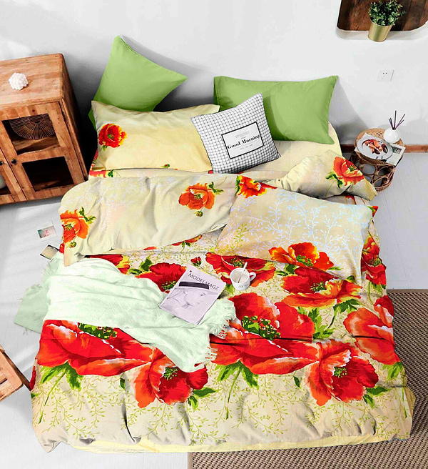 Фото - Комплект постельного белья Zastelli 13207 Маки на желтом бязь 175х210 см (11392)