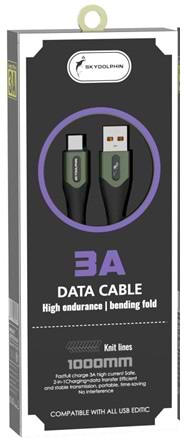 Кабель синхронізації даних SkyDolphin S01T USB-USB Type-C 1m Dark Green (USB-000582)