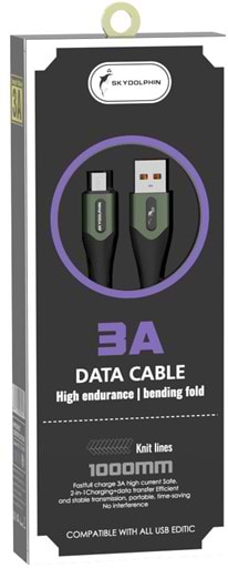 Кабель синхронізації даних SkyDolphin S01V USB-microUSB 1m Dark Green (USB-000584)