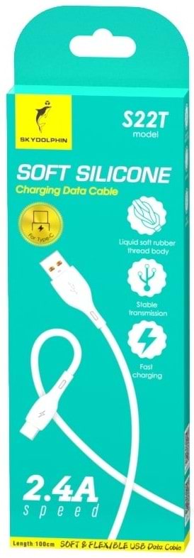 Кабель синхронизации данных SkyDolphin S22T Soft Silicone USB-USB Type-C 1m White (USB-000602)