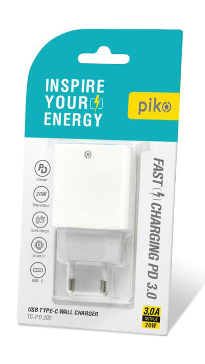 Фото - Мережевий зарядний пристрій Piko TC-PD202 White (1283126515132)