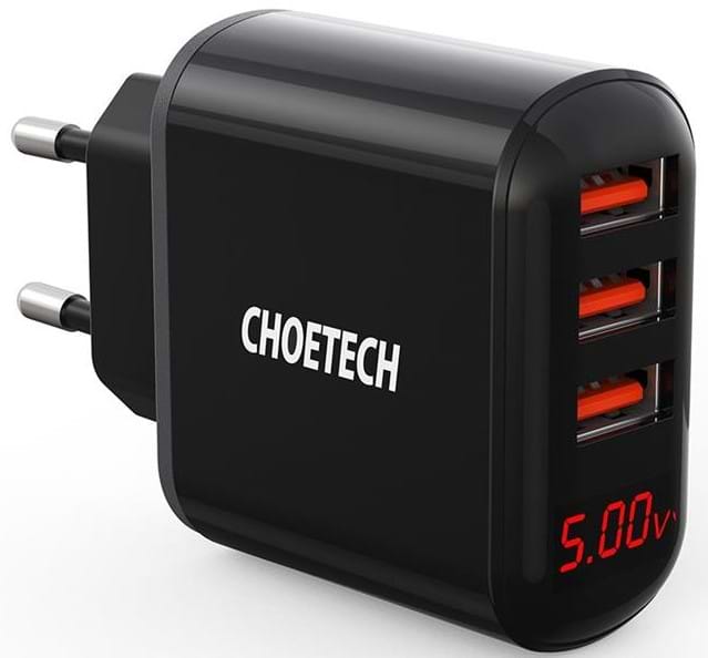 Мережевий зарядний пристрій Choetech 3USBх2.4A Black (Q5009-EU)