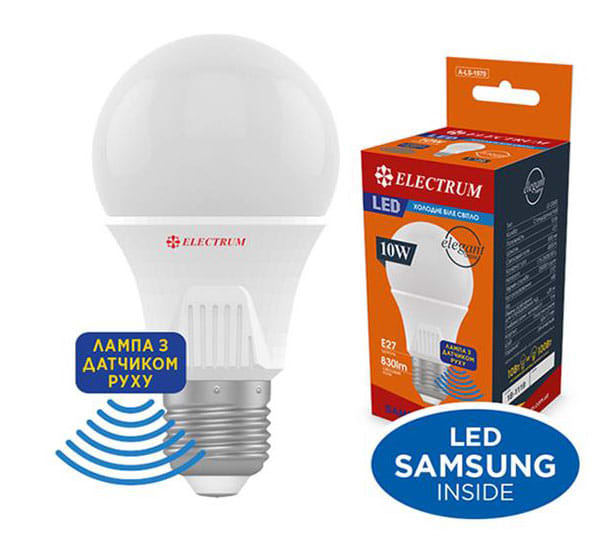 Лампочка світлодіодна Electrum з датчиком руху 10W E27 4000K A-LS-1970