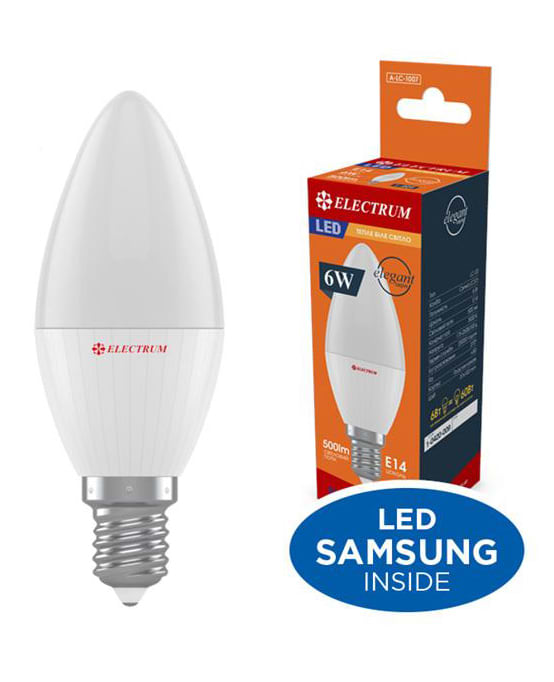 Лампочка світлодіодна Electrum 6W E14 3000K A-LC-1007