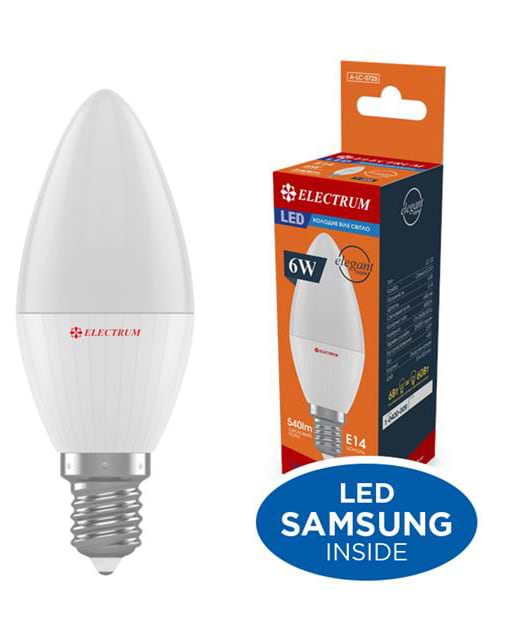 Лампочка світлодіодна Electrum 6W E14 4000K A-LC-0725