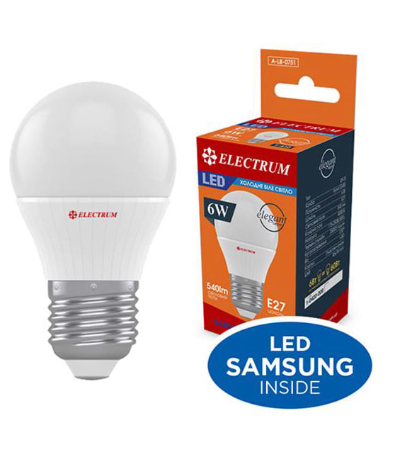 Фото - Лампочка світлодіодна Electrum 6W E27 4000K A-LB-0751