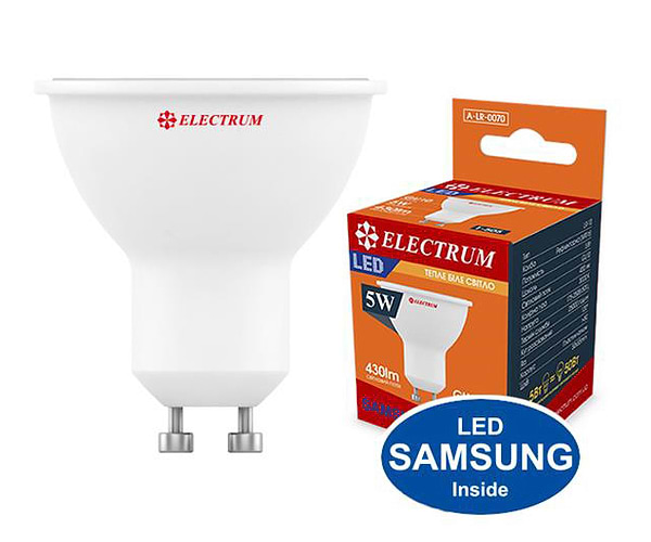 Фото - Лампочка світлодіодна Electrum MR-16 5W GU10 3000K A-LR-0070 Фото - Лампочка світлодіодна Electrum MR-16 5W GU10 3000K A-LR-0070