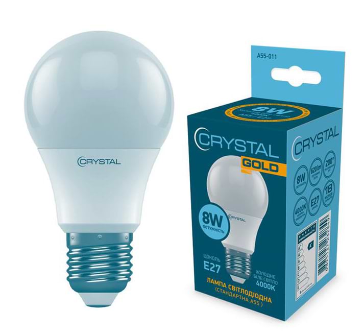 Лампочка світлодіодна Crystal Gold 8W Е27 4000K A55 (A55-011)