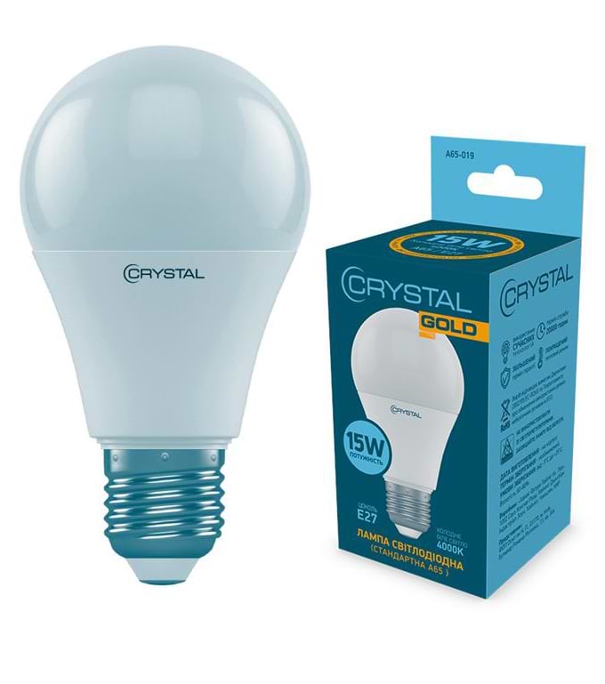 Лампочка світлодіодна Crystal Gold A65 15W E27 4000K (A65-019)