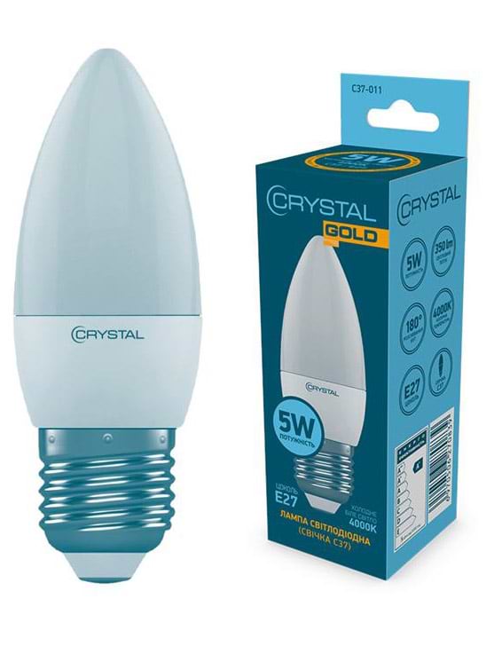 Лампочка світлодіодна Crystal Gold 5W E27 4000K (C37-011)