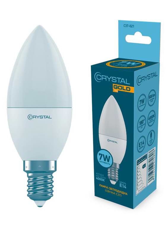 Лампочка світлодіодна Crystal Gold 7W E14 4000K (C37-021)