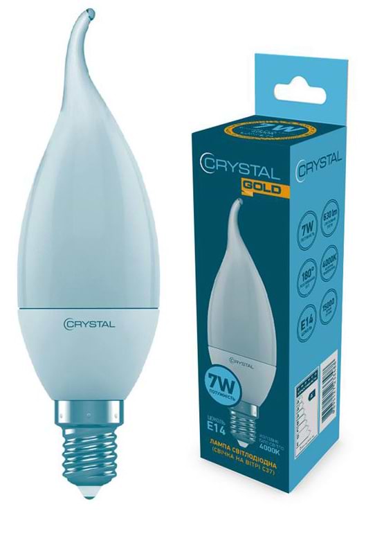Лампочка світлодіодна Crystal Gold 7W E14 4000K (C37-023)