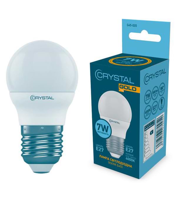 Лампочка світлодіодна Crystal Gold 7W E27 4000K (G45-020)