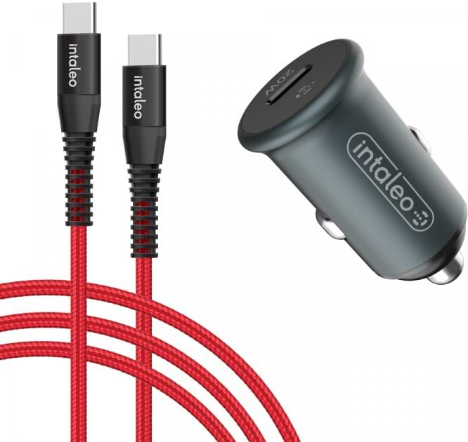 Автомобільний зарядний пристрій Intaleo CCGQPD120T (USB, 3A) Grey + кабель USB Type С (1283126509957) - Фото 1