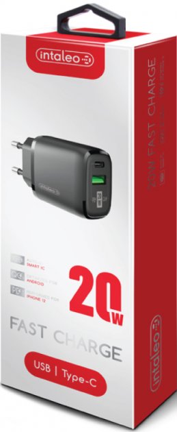 Фото - Сетевое зарядное устройство Intaleo TCGQPD220 (2USBx3A) Black (1283126509995)