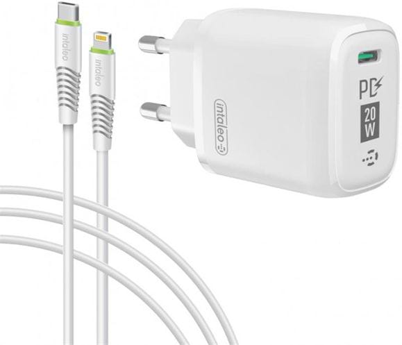 Мережевий зарядний пристрій Intaleo TCGQPD120L (1USBx3A) White + кабель Lightning (1283126510007) - Фото 1