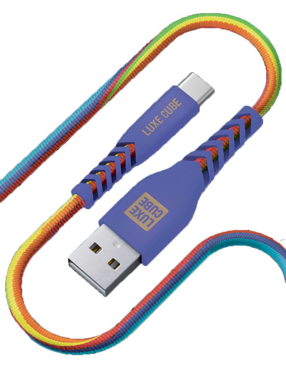 Кабель Luxe Cube Kevlar USB-USB Type-C, 1.2m Rainbow (9886668686279)