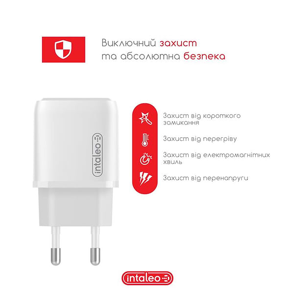 Фото - Мережевий зарядний пристрій Intaleo TCGQPD125 (1USBx3A) White (1283126538827)