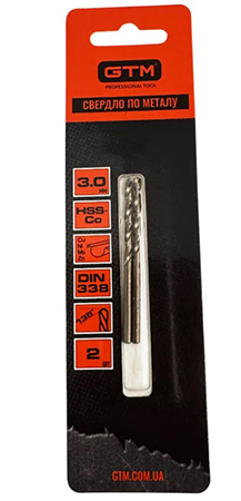 Сверло GTM 3,0 мм HSS-Co5 2 шт. (ECo-030B)