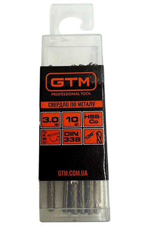 Сверло GTM 3,0 мм HSS-Co5 10 шт. (ECo-030K)