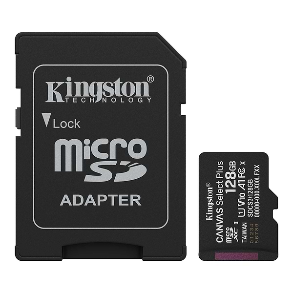 Фото - Карта памяти Kingston Canvas Select Plus Gen3 microSDXC 128GB Class 10 UHS-I U1 V10 A1 + SD-adapter (SDCS3/128GB)