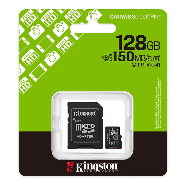 Фото - Карта памяти Kingston Canvas Select Plus Gen3 microSDXC 128GB Class 10 UHS-I U1 V10 A1 + SD-adapter (SDCS3/128GB)