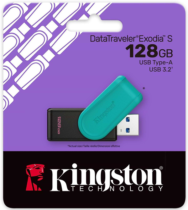 Фото - Флеш USB Kingston DataTraveler Exodia S 128 ГБ Black + Turquoise (DTXS/128GB)