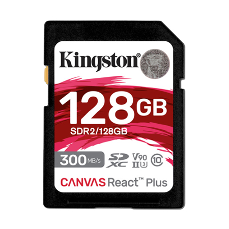 Карта памяти Kingston 128GB Canvas React Plus SDXC UHS-II  300R/260W U3 (SDR2/128GB) - Фото 1
