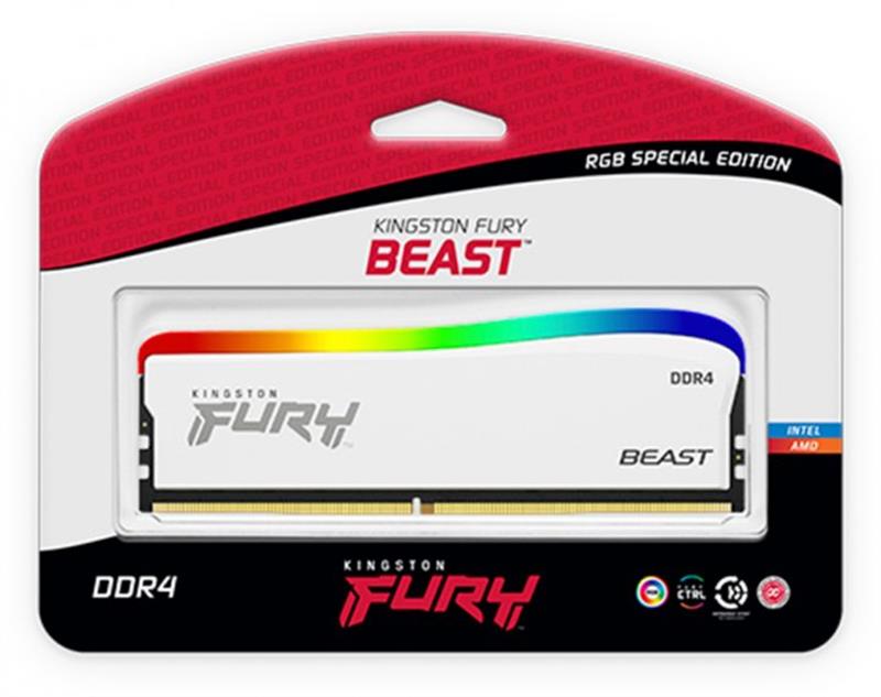 Фото - Уценка - Память DDR Kingston DDR4 16GB 3600 MHz Fury Beast White RGB (KF436C18BWA/16)