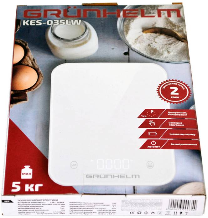 Фото - Ваги кухонні Grunhelm KES-035LW