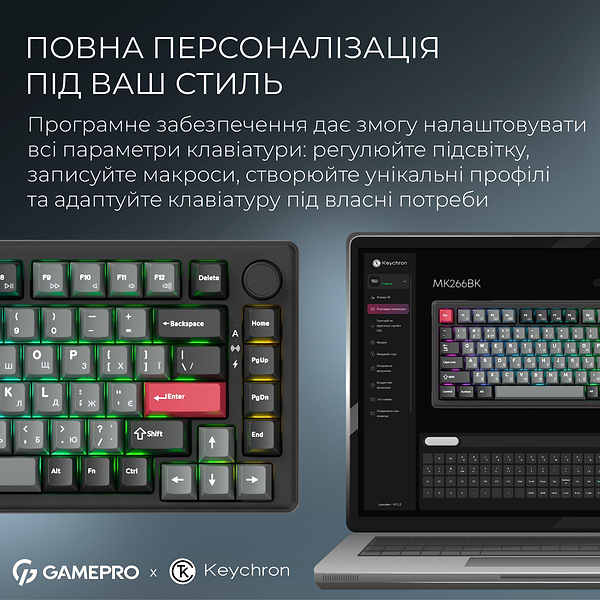 Фото - Клавиатура беспроводная игровая GamePro Asgard Yord Keychron Super Black (MK266BK)
