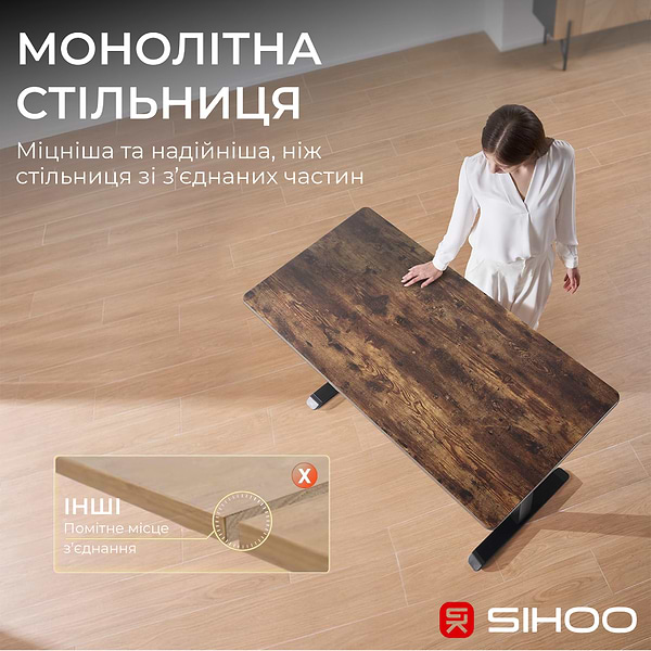 Фото - Стіл з електрорегулюванням висоти Sihoo D03 1400x700 мм Walnut/Black (D03-104/D03-108)