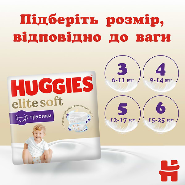 Фото - Одноразові підгузки-трусики Huggies Elite Soft Pants Розмір 3 (6-11кг), 96 шт. (5029053582443)