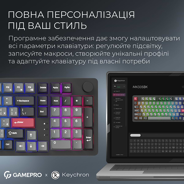 Фото - Клавиатура беспроводная игровая GamePro Asgard Drakkar Keychron Super Black (MK305BK)