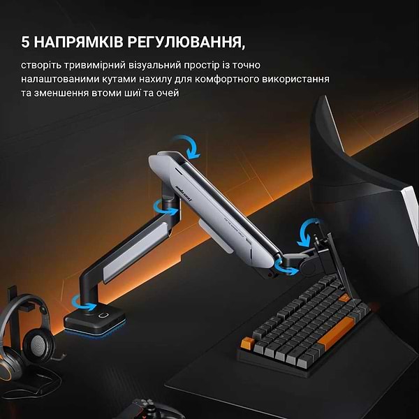 Фото - Кріплення настільне Anda Seat Stealth PRO II RGB 17''-42'' Orange (AD-W-A9X-1S-BO)