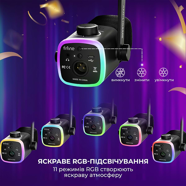 Фото - Мікрофон для компьютера Fifine AM9 XLR/USB Black